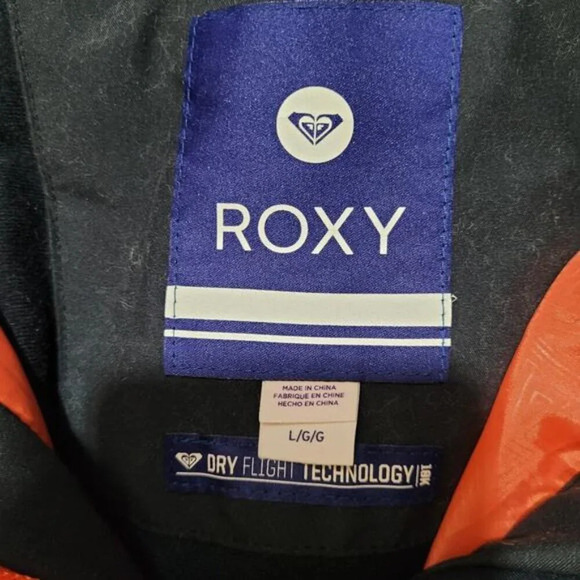 Roxy Black and Orange Jacket with White Zig Zag Stripes - Size Large - Picture 5 of 9